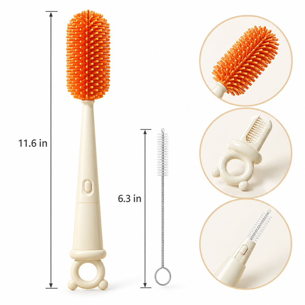 4‑in‑1 Silicone Bottle & Cup Cleaning Brush, Multi‑Function Detachable Cleaning Brush for Cups, Bottles and Straws