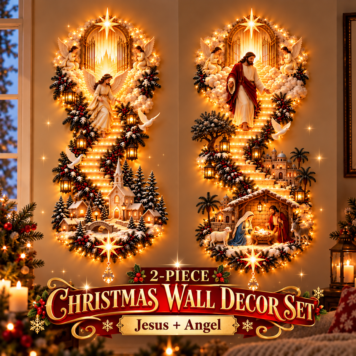 (🎁Last Day 49% OFF)✝️✨Jesus Light of Heaven Christmas Wall Hanging